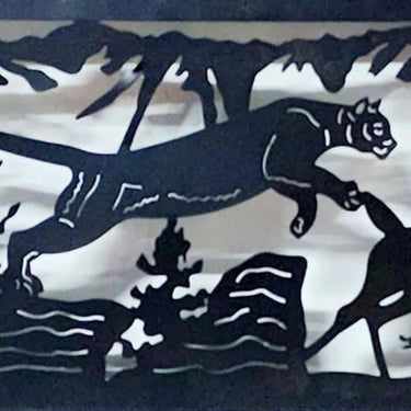 Tiger chasing Deer Laser perfection metal wall design